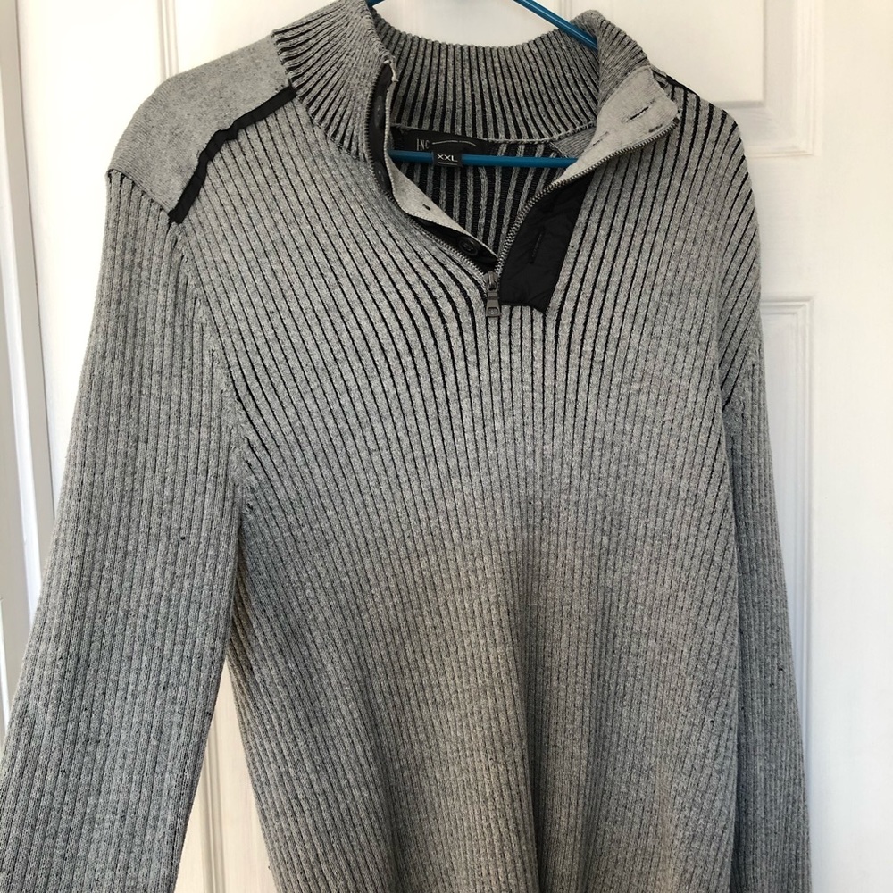 INC Men’s gray knit 1/4 zip sweater size XXL